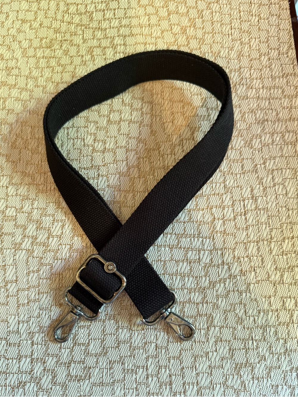 Kipling black canvas purse strap silver hardware